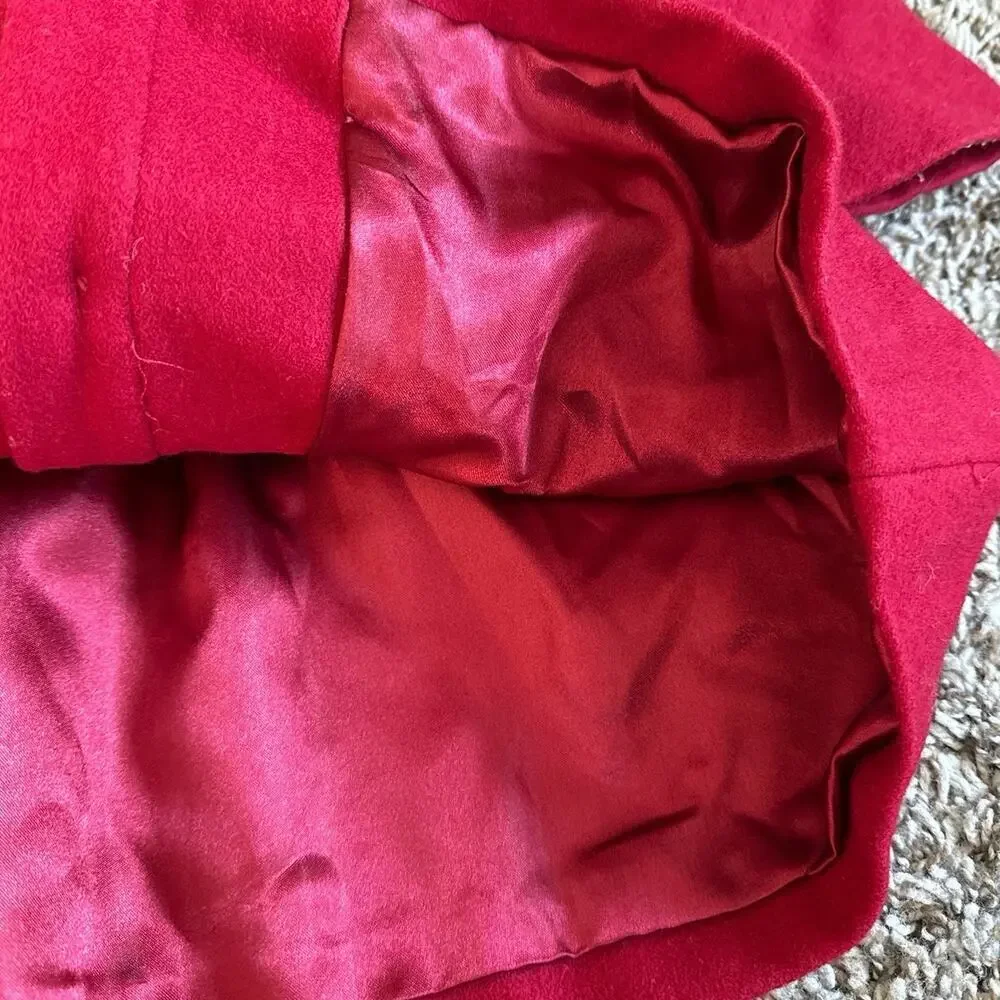 Girls Gymboree Red Holiday Christmas Wool Blend Pea Coat Size 12-24 months